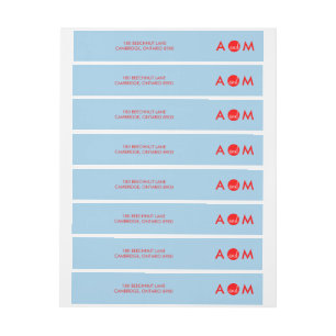 Red & Blue   Wrap Around Wedding Address Label