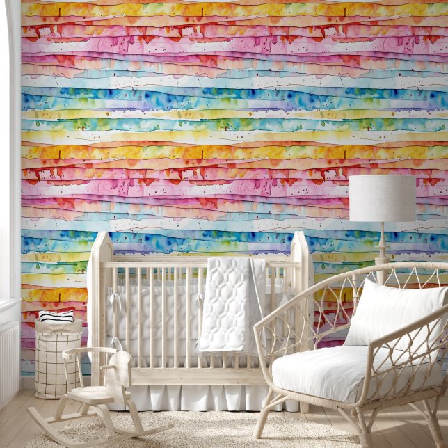 Red, Blue, Yellow Abstract Watercolor Layers Wallpaper (Kids)