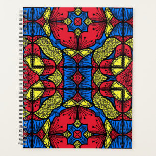 Red Blue Yellow African Tribal Mosaic Pattern Planner