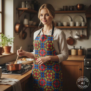 Red Blue Yellow African Tribal Pattern Apron