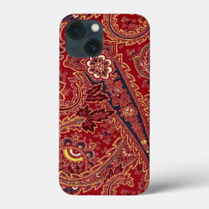 Red, Blue, Yellow and White Vintage Paisley Floral iPhone 13 Mini Case