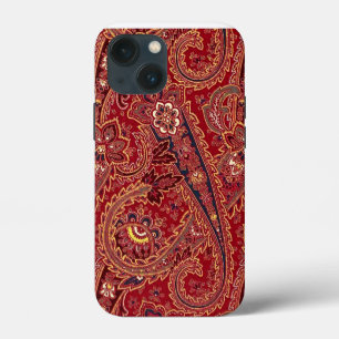 Red, Blue, Yellow and White Vintage Paisley Floral iPhone 13 Mini Case
