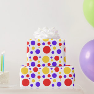 Red Blue Yellow Circles Dots Wrapping Paper