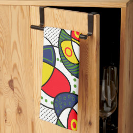 Red Blue Yellow Green Beach Ball Tea Towel