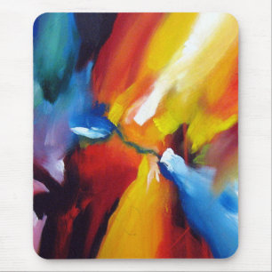 Red Blue Yellow Green Expressionist Abstract Art Mouse Mat