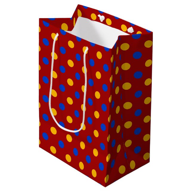 Red Blue Yellow Polka Dots Design  Medium Gift Bag (Front Angled)