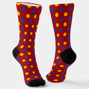 Red Blue Yellow Polka Dots Design Socks