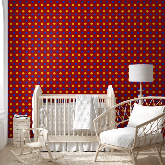 Red Blue Yellow Polka Dots Design  Wallpaper (Kids)
