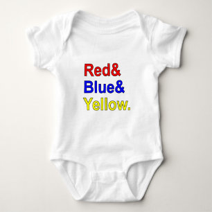 Red Blue Yellow Primary Colours Baby Bodysuit
