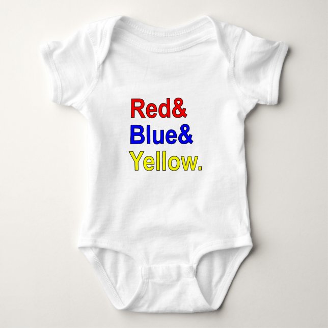Red Blue Yellow | Primary Colours Baby Bodysuit (Front)
