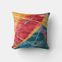 Red, Blue & Yellow Striped Throw Pillow