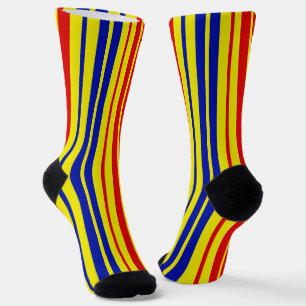 Red Blue Yellow Stripes Pattern Design Socks