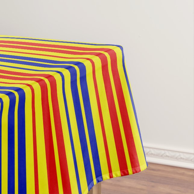 Red Blue Yellow Stripes Pattern Design  Tablecloth (In Situ)