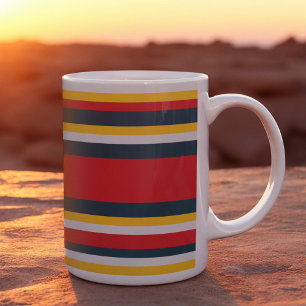 Red Blue Yellow Uniform Stripes Coffee Mug