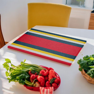 Red Blue Yellow Uniform Stripes Cutting Board