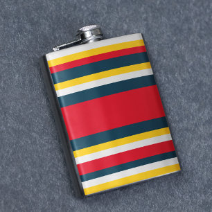 Red Blue Yellow Uniform Stripes Hip Flask