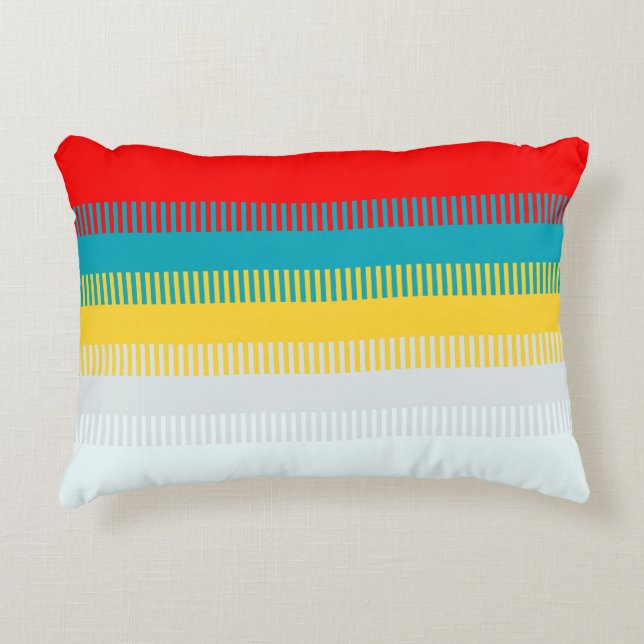 Red Blue Yellow White Grey Abstract Unique Pattern Decorative Cushion (Front)