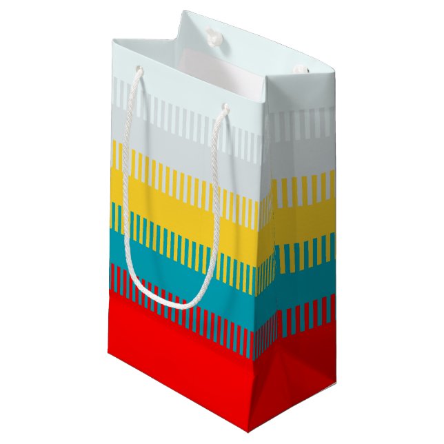 Red Blue Yellow White Grey Chic Unique Pattern Small Gift Bag (Front Angled)