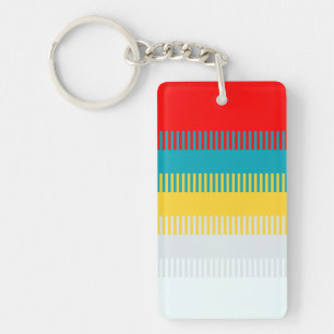 Red Blue Yellow White Grey Cute Chic Unique Stripe Key Ring
