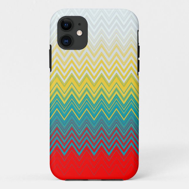 Red Blue Yellow White Zigzag Case-Mate iPhone Case (Back)