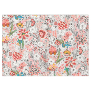 RED BLUE YELLOW WILD FLOWERS TULIPS,LEAVES FLORAL  TABLECLOTH