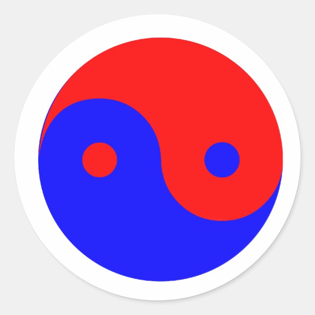 Red Blue Yin Yang Classic Round Sticker (Front)