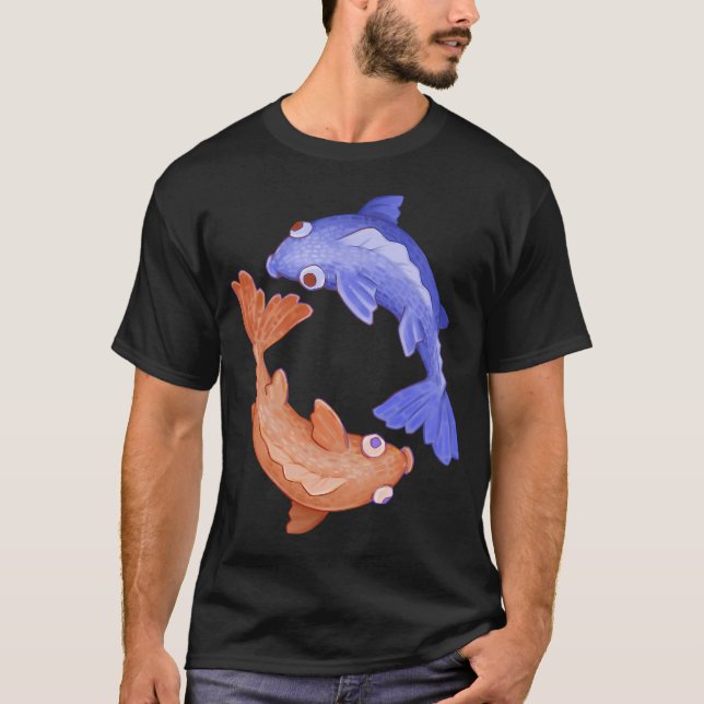 red & blue ying yang fish T-Shirt (Front)
