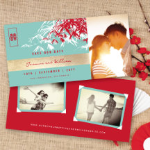 Red Blue Zen Bamboo Leaves Photo Chinese Wedding