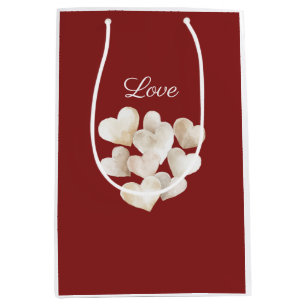 Red Blush Cream Hearts Love Medium Gift Bag