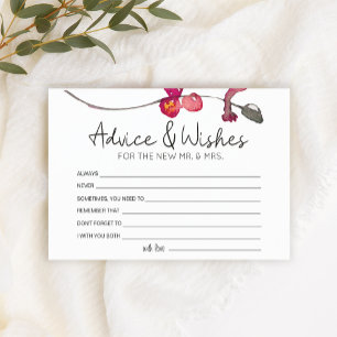 Red Blush Floral Roses Advice Well Wishes Wedding Stationery