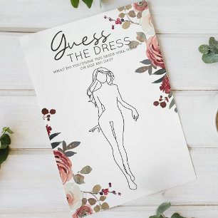 Red Blush Floral Roses Bridal Game Guess the Dress Flyer