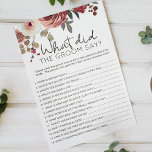 Red Blush Floral Roses Game Would the Groom Say Flyer<br><div class="desc">What would the Groom Say bridal shower game.  Watercolor Red and Blush Floral.    Matching items to complete your event collection are available in our Zazzle store!</div>