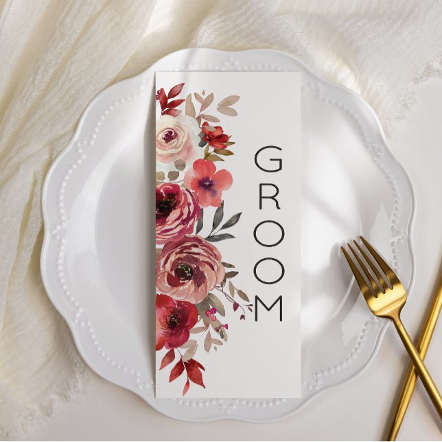 Red Blush Floral Roses Reserved Seating  Menu (Creator Uploaded)