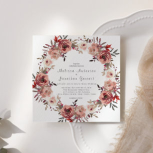 Red Blush Floral Roses Wedding Invitation