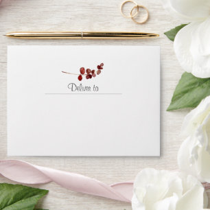 Red Blush Floral Roses Wedding Invitation Envelope
