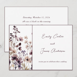 Red Blush Floral Wedding Elegant Romantic Invitation