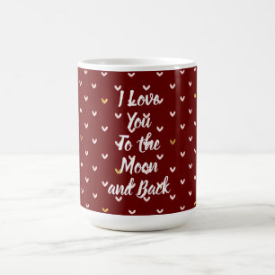 Red Blush Pink Gold Hearts Coffee Mug