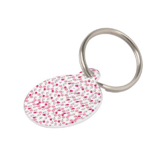Red & Blush Pink Symmetrical Floral Garden Pattern Pet Tag