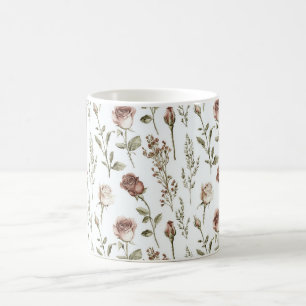 Red Blush Rose Floral Coffee Mug