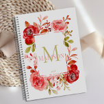 Red Blush Roses Botanical Floral Monogram Planner<br><div class="desc">Watercolor botanical,  red and blush watercolor flowers decorate this planner cover and it can be personalised with your initial and name.  View our full line of products in our Zazzle store.</div>