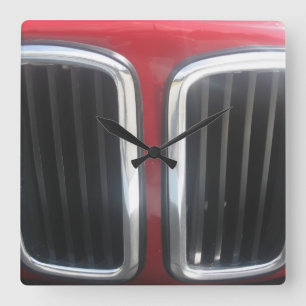 Red BMW Twin Kidneys Grill Square Wall Clock