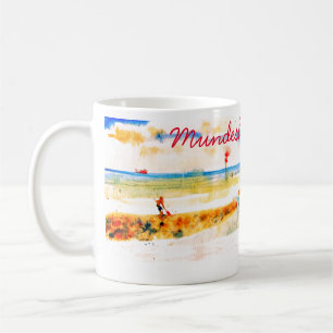Red Boat and Beach in Mundesley, Norfolk Coffee Mug