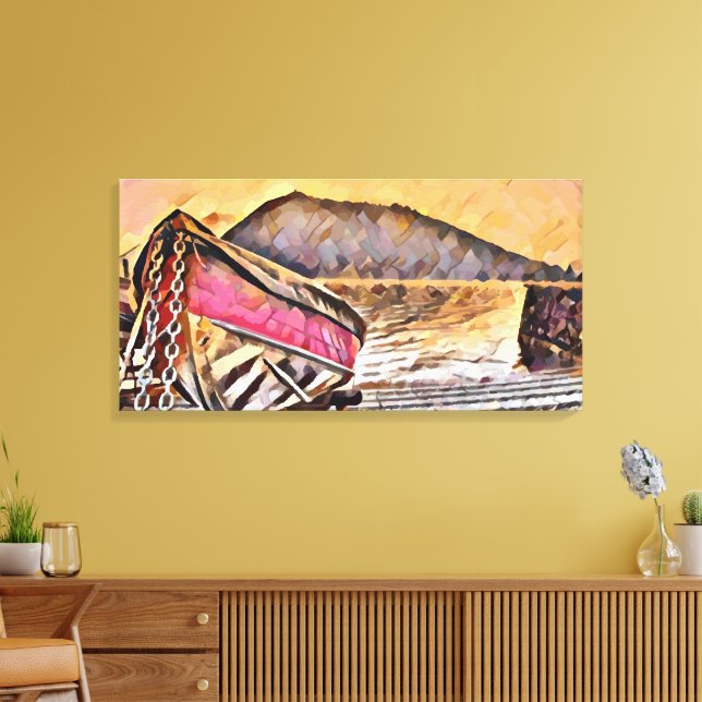 Red boat canvas print (Insitu(LivingRoom))