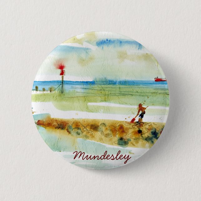 Red Boat in Mundesley, Norfolk 6 Cm Round Badge (Front)