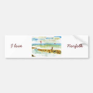 Red Boat in Mundesley, Norfolk Bumper Sticker