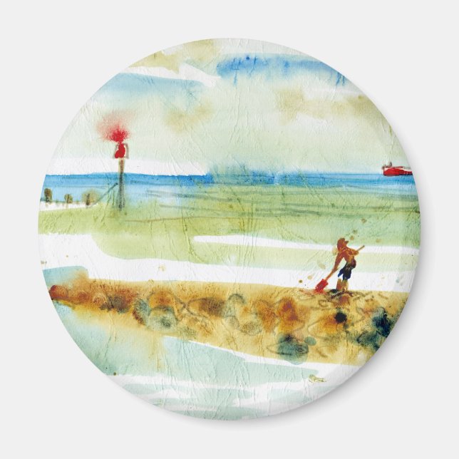 Red Boat in Mundesley, Norfolk Magnet (Front)