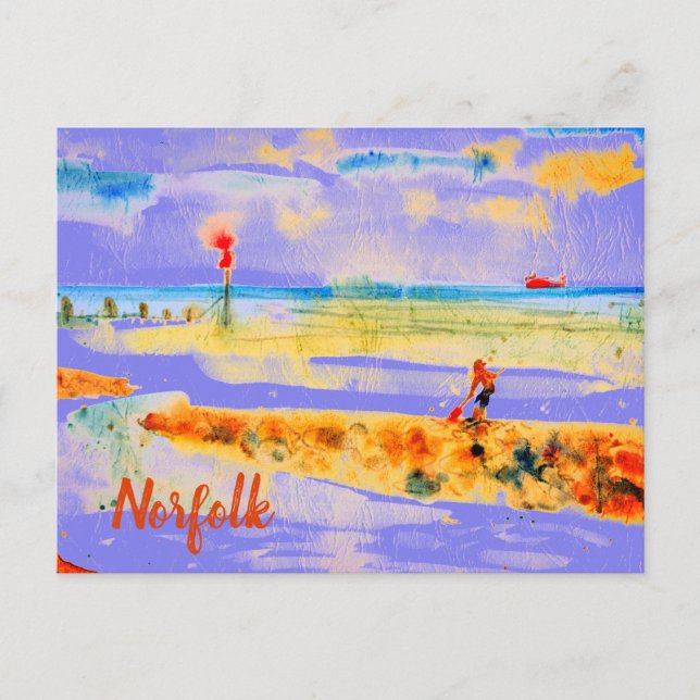 Red Boat on beach in Mundesley, Norfolk Postcard (Front)