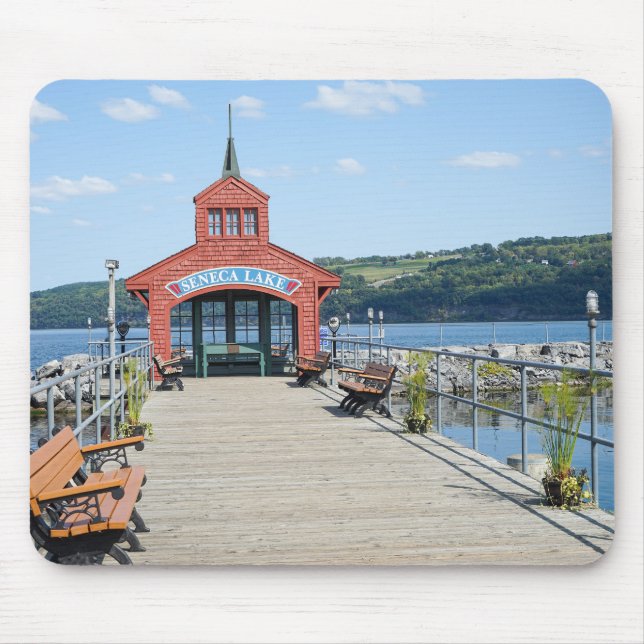 Red boathouse on Seneca Lake Mouse Mat (Front)