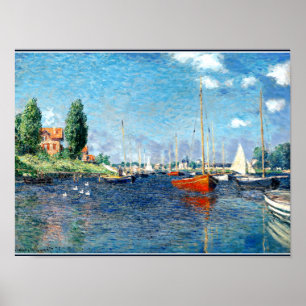 Red Boats, Argenteuil, vintage Impressionism art Poster