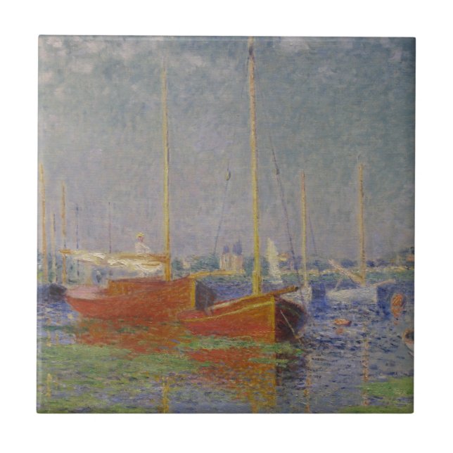 Red Boats at Argenteuil by Claude Monet Tile (Front)